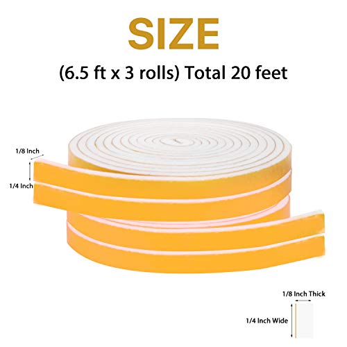 Weather Stripping-4 Rolls, 1/4 in W X 1/8 in T Total 52 Feet Long - size: 1/4"(W) x 1/8"(T) x 52'(L)