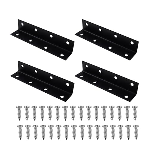 Long L Bracket,ULIFESTAR Black Corner Brace Brackets,Stainless Steel Corner Brackets,Heavy Duty Shelf Bracket,Metal Right Angle Bracket for Wood,128*25mm/5.04*0.98'' 4 PCS - size: 128*25mm/5.04*0.98''