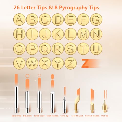Wood Burning Pen Kit Leather Burner Tool | 26 Letter | 8 Stencil