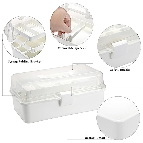 BTSKY 3-Layer Plastic Dividing Storage Box Craft Organizer and Storage - color: Beige White