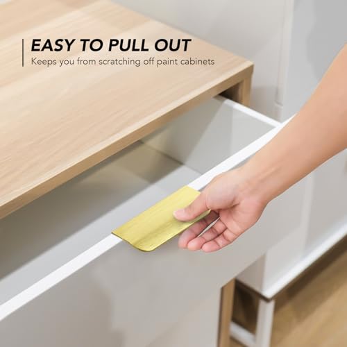 Gold Cabinet Handles Finger Edge Pulls 3.15 Inch CC 10 Pack - color: Gold, size: 80mm/3.15" Overall Length