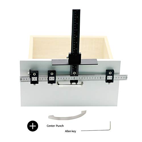 Cabinet Hardware Jig Tool Adjustable Drill Template Guide Aluminum Alloy Cabinet Handle Jig Cabinet Jig for Doors Handles Pulls Black