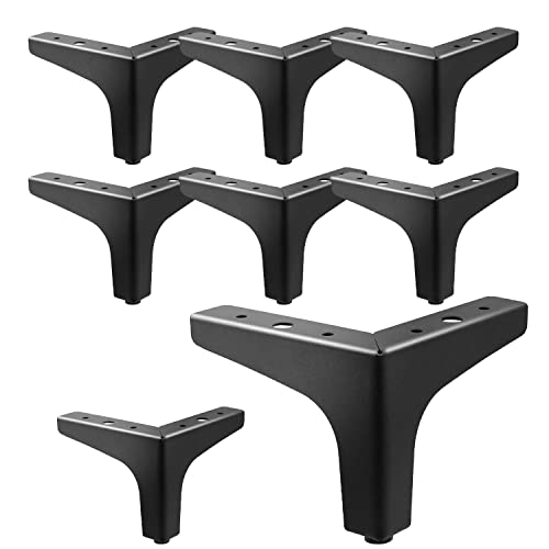 AODIOU Furniture Legs Modern Feet: Couch Legs Replacement Set of 8 - Metal Sofa Legs 6 Inch Heavy Duty - color: Black, size: 6'' / 15cm(8PCS)