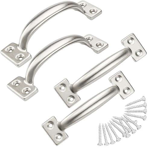 TamBee 6 Inch Gate Handle Outdoor 304 Stainless Steel Door Pull Handle Rustproof Barn Door Handles for Fences Garage Yard Kitchen Bathroom (4 Pack) - size: 4 Pack 6 Inch Stainless Steel