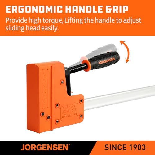 JORGENSEN 48-inch Bar Clamps, 90°Cabinet Master Parallel Jaw Bar Clamp Set, 2-pack - size: 48 Inch