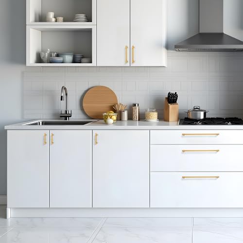 Ravinte Brushed Brass Kitchen Pulls Cabinet Handles 3 Inch 10 Pack - color: Brushed Brass, size: 3 Inches Hole Center