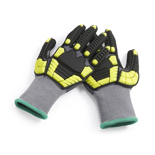 Amazon Basics Safety Work Gloves, Cut Level A1, Abrasion ANSI Level A4, Impact Protection, Touch Screen Friendly, 15G Sandy Nitrile Palm, Yellow, Size Medium, Pack of 120 Pairs - size: Medium