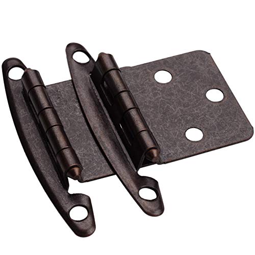 DecoBasics (25 Pairs Pack/50 Pcs) Brushed Bronze, Non Self Closing/Free Swinging Variable Overlay Flush Cabinet Hinge