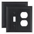 2-Pack Beadboard Bamboo Fiber Combo Toggle/Duplex Light Switch Cover Plate - color: Black, size: 1 Toggle/1 Duplex 2PK