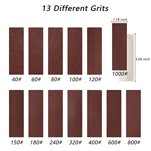 ZEHIQ 3.5"x1" Detail Hand Sanding Block and 130Pcs Sandpaper Assortment - style: Red Sandpaper 130pcs + Sander