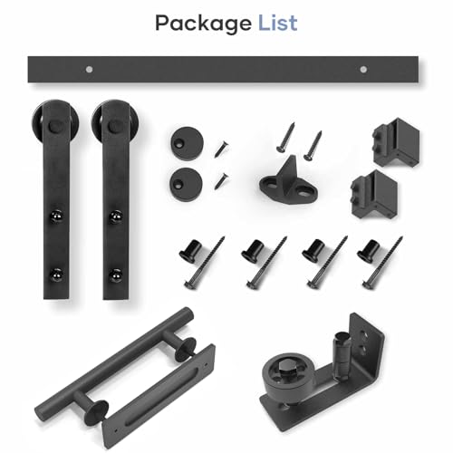 EaseLife 5 FT Sliding Barn Door Track and Handle Hardware Kit, Straight Pulley,Slide Smoothly Quietly,Easy Install (5FT Track Kit for 24"~30" Wide Single Door) - size: 5 FT-Single Door Kit