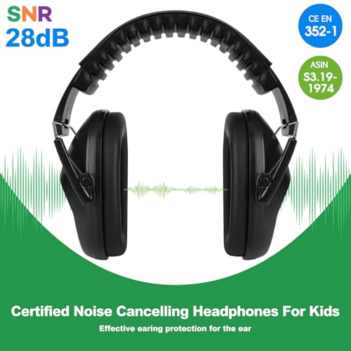 Floriogra Noise Cancelling Headphones for Kids/Toddler 28dB SNR Ear Muffs - color: Black