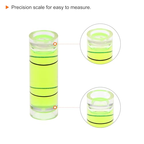 HARFINGTON 10pcs Small Cylindrical Bubble Level Vials 10x30mm PMMA Mini Horizontal Bubble Spirit Level Measuring Layout Tools for RV TV Picture Frame Hanging Tool Leveler - size: 10x30mm