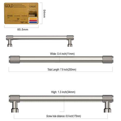 Amerdeco 10 Pack Brushed Satin Nickel Knurled Cabinet Pulls 7 Inch(177.8mm) Hole Center Kitchen Cabinet Handles Drawer Pulls Cabinet Hardware ZH0034 - color: Brushed Satin Nickel, size: 7"/177.8MM Hole Center