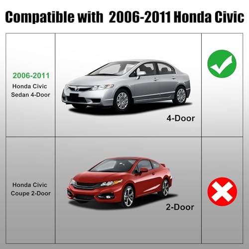 Window Molding Trim for 2006-2011 Honda Civic 4-Door Sedan | 4PCS Black Rubber Weatherstrip Seals, Replaces #72450-SNA-A01, High-rebound Buckle Design, Built-in Metal Layer - size: 2006-2011 Honda Civic