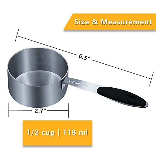 2PCS 1/2cup(118ml) Measuring Cup, Stainless Steel Measure Scoop - size: 1/2cup