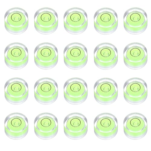 HARFINGTON 20pcs Circular Bubble Spirit Level 14x8mm Mini Round Bubble Spirit Level Little Measuring Layout Tools for TV Industrial Carpentry Picture Frame, Green/Black - color: Green/Black, size: 14x8mm