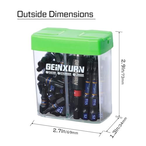 Geinxurn Impact Security Torx Screwdriver Bits Set,43 Pcs(TT7-TT40) Magnetic 1"& 2" Long S2 Steel Hollow Torx Driver Bits with Magnetic Bit Holder Storage Colorful Box - color: Tt7-tt40, size: 1"2"-43PCS