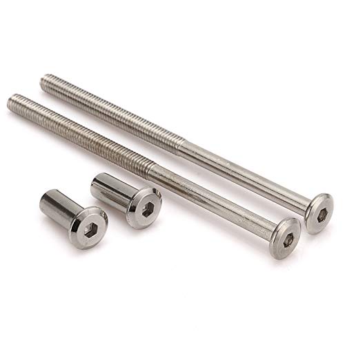 80mm M6 Furniture Joint Connector Bolt & Cap Nut Kit 10pcs - size: 80mm (10pcs)