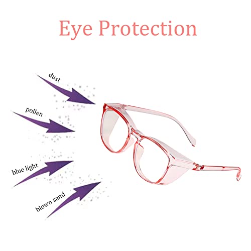 Safety Glasses for Men Women, Anti Fog Safety Goggles Comfortable Blue Light Blocking UV Protective Adult Nurse - color: Square Pink Purple 3pack