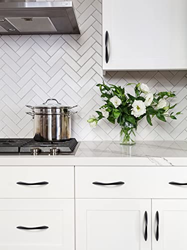 Black Cabinet Pulls 3-3/4 Inch Arch Twisted Matte Black Handles Drawer Kitchen Cupboard Bathroom Dresser Cabinet Hardware Zinc Alloy 10 Pack - color: Black, size: 3.75 inch Hole Centers