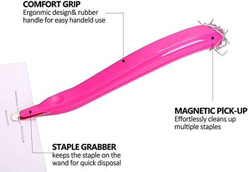 Staple Remover Professional Magnetic Staple Remover Puller Staples Remover Staple Removal Tool for School Office Home (Rose red) - color: Rose Red