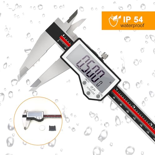 Digital Caliper, 6" Caliper Measuring Tool Extreme Accuracy Waterproof Electronic Vernier Caliper Industrial Stainless Steel Digital, Durable Measuring Tool with Large LCD Screen - color: Red Stainless Steel, size: 6"