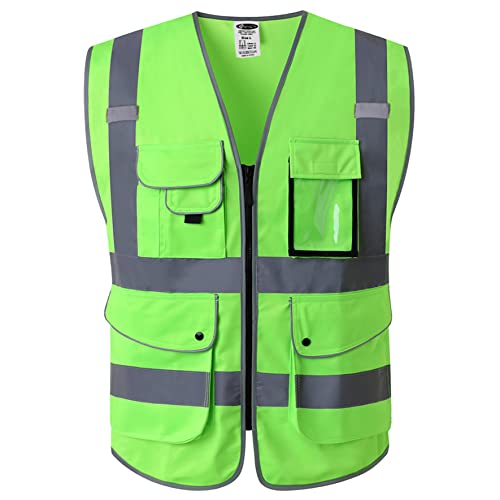 JKSafety Safety Vest for Men Women Reflective Hi Vis JK150 Green M - color: Green, size: Medium