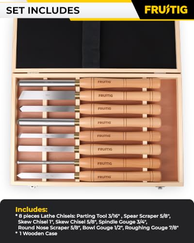 8pc Lathe Chisel Set, M2 HSS Wood Turning Tools for Beginners