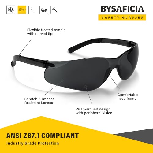 12 Pack Tinted Safety Glasses for Men Women, Smoke Lenses UV Protection, ANSI Z87.1 Impact Resistant Eye Protection Glasses for Work, Construction, Lab and Shooting - color: Tinted Lenses