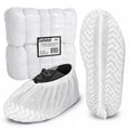 Premium Disposable Boot & Shoe Covers Booties, Durable, Non-Slip, Non-Toxic, Recyclable Protectors, Fits Most Shoes - White - Pack of 100 (50 Pairs) - style: White Bag of 100