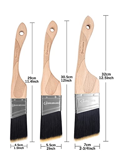 ROLLINGDOG 3pcs Angled Paint Brush Set - color: Stiff Bristles(pack of 3)