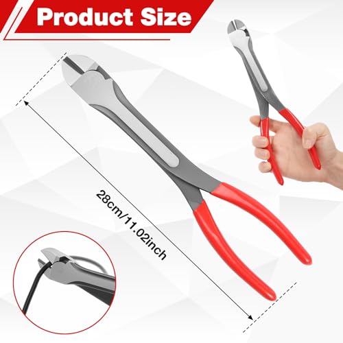 11 inch Diagonal Cutting Pliers - Chromium Vanadium Steel Heavy Duty Side Pliers, High Leverage Wire Cutter for Wires, Cables, Steel Wires and Zippers