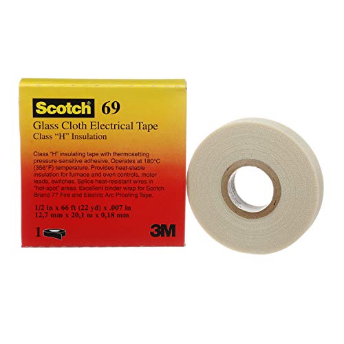 3M Scotch Glass Cloth Electrical Tape 69, 1/2 in x 22 yd, 1 Roll - size: 1/2 in x 66 ft
