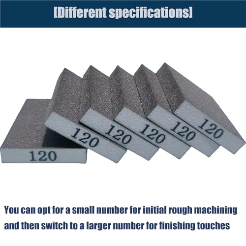 Tonmp 6 PCS 120 Grit Hand Sanding Blocks Set - Fine Sander Sponge, Wet and Dry Dual-use Sanding Sponges, Washable and Reusable, Ideal for Wood Metal Wall Polish - style: 120 Grit