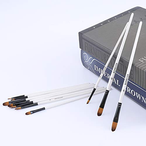 GETHPEN Filbert Paint Brushes Set, 12 PCS Artist Brush for Acrylic Oil