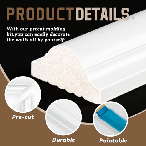Peel and Stick Wall Molding Kit, Accent Wall Panels for Interior Wall Decor with Double-Sided Tape, 3 Set Pre-Cut PS Wainscoting Panels (20 * 20 in) - size: 20x20, style: T40-1