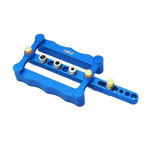 Self Centering Doweling Jig Punch Locator Dowel Jig Kit 1/4 3/8 5/16inch Drill Guide Sleeve Tool Blue