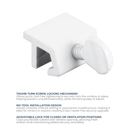 Prime-Line Sliding Window Security Lock, White, 1/8 in. Rail, 4 Pack - color: White