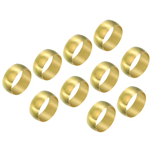 PATIKIL 16mm Tube OD Brass Compression Sleeves Ferrules, 50 Pack Brass Ferrule Fitting Brass Compression Fitting Assortment Kit for Air Water Gas Pipe - size: 16mm