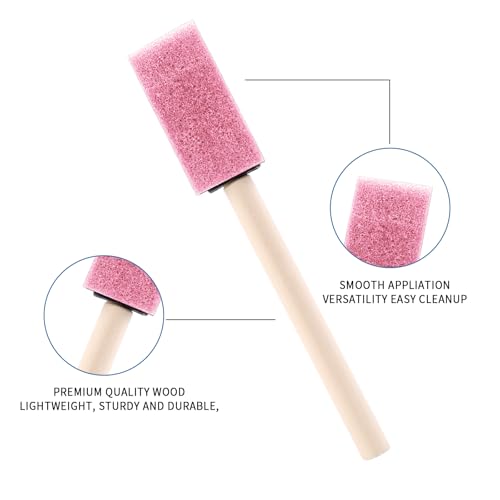 1" Foam Paint Brushes, 100 Pack, 1-Inch Painting Sponges (Pink) - color: Pink, size: 1"