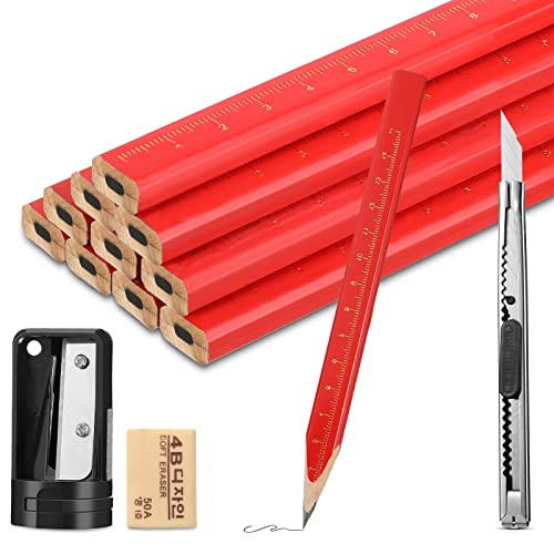 Clabby 10 Pcs Carpenter Pencils Flat Octagonal Construction Pencils