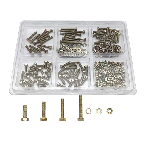 210PCS Nuts and Bolts Assortment Kit, Metric Bolt Assortment, M5 Bolts and Nuts Kit, Grade 8.8 Bolts and Nuts Kit, Metric Bolt Kit, Yellow Zinc Plated Coating, 4 Sizes, Length from 16-30mm - size: 210PCS M5