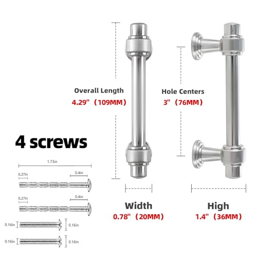 10 Pack Brushed Nickel Cabinet Pulls 3 Inch(76mm) Kitchen Cabinet Handles Cabinet Hardware for Drawer Pulls - color: Brushed Nickel, size: 3" Hole Center(76mm)
