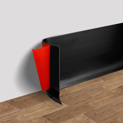 FONUNO Vinyl Wall Base Rubber Baseboard Molding Trim Self Adhesive 3" Wide - color: Black, size: 3in x 100ft