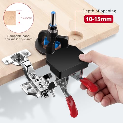 XUNTOP 35mm Concealed Hinge Jig, Aluminum Alloy Cabinet Hinge Jig, Double Clip Fixed More Stable, Precision Door Hinge Tool for Wood Furniture Door Cabinets