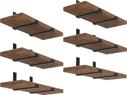 WEKIS Shelf Bracket, Heavy Duty Floating Shelf Brackets 10-Inch Long, 12-Pack Brackets for Shelves, Black Coated J Shape Metal Wall Shelf Support Brackets with 1/5-Inch Thick and 160 lb. Load Capacity - size: 10 Inch