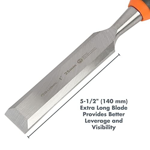 Buck Bros. 74716 Comfort Grip Wood Chisel – 1" (25MM), Carpentry Chisel, Beveled Edge - style: 1 Inch