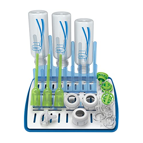 Dr. Brown's Baby Bottle Cleaning Brush with Sponge and Scrubber - Blue - 3pk and Universal Baby Bottle and Accessory Drying Rack - color: Blue Bottle Brush & Drying Rack, size: 3-Pack