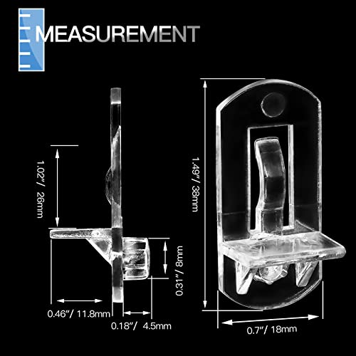 10pcs Locking Shelf Support Pegs, 8mm Shelf Pins Clear Shelf Clips Plastic Shelf Pegs for Shelves, 8mm Peg x 1-3/16" Thick Shelf - size: 8mm Pins
